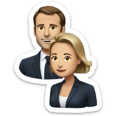 Macron en train de faire un câlin à sa femme sticker