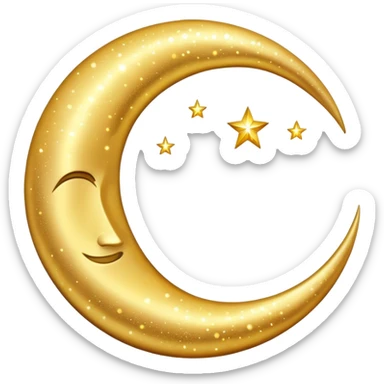 Pretty sparkly golden crescent moon  sticker