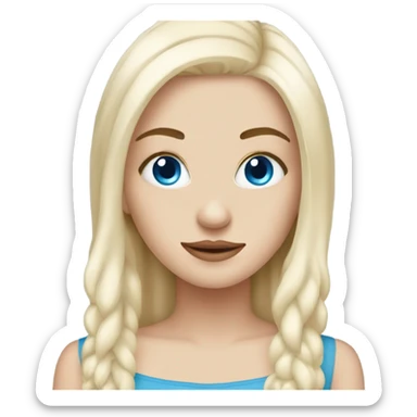 white girl with blue eyes culy blone hair and lazy eye sticker