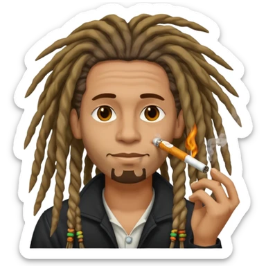 Musician with dreadlocks and ciga sticker