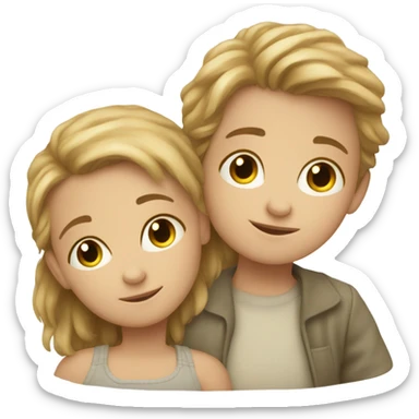 Two young white siblings in a pod sticker