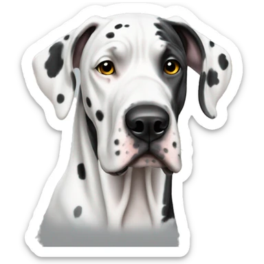 Great Dane white gray black spots sticker