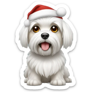 Maltese in Christmas hat sticker