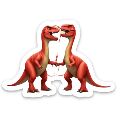 Two dinosaurs in red string sticker