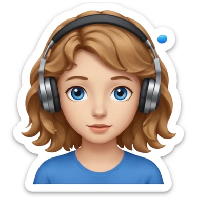 Girl with light brown wavy hair and blue eyes who loves music sticker