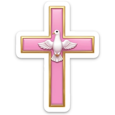Pink and white simple holy cross with a dove  sticker