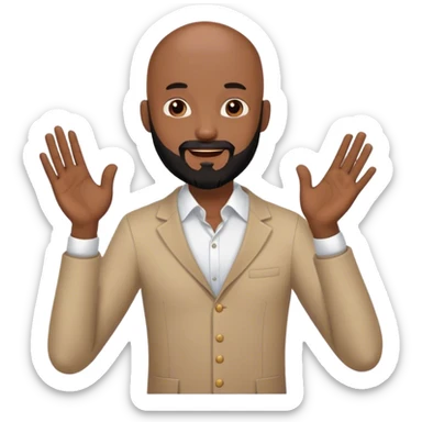 Black bald man skinny with a black beard clapping hands in a office  sticker