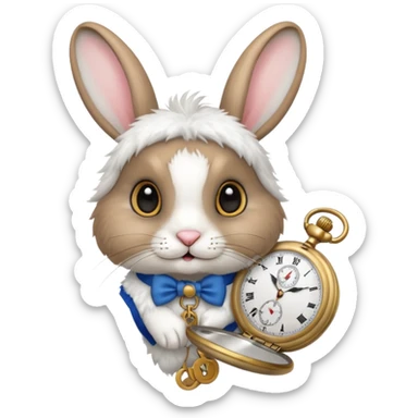 Rabbit holding watch sticker