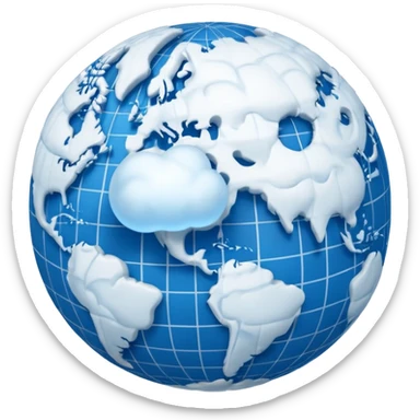 a cloud with a globe with meridians sticker