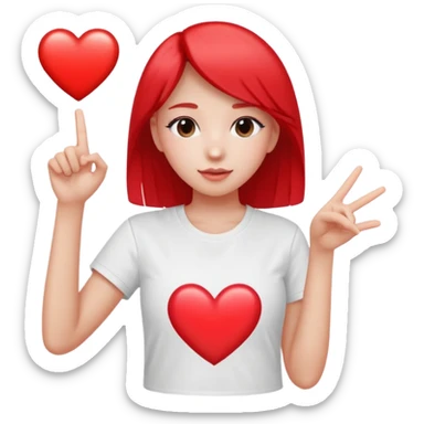 Girl with tiktok logo point upwards sticker