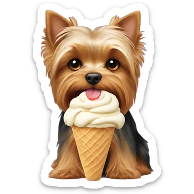 Yorkie eating ice cream sticker