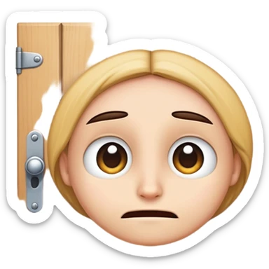 cartoon face peeking from behind a door, front view emoji sticker
