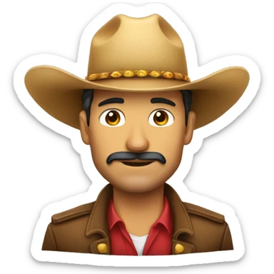 Hombre con sombrero vaquero, sin mostacho con cara delgada sticker