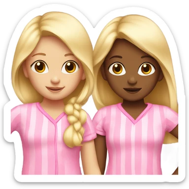 twins girls with blonde hair wearing pink pajamas sticker