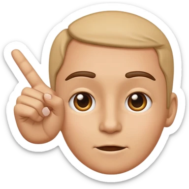 emoji of a hand pointing at the forehead area on a human face, simple cartoon style sticker