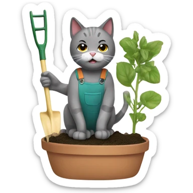 cat gardening sticker