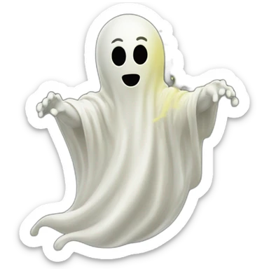 ghost appearing and ejecting a spray of yellowish white milky substance from lower torso in all directions sticker