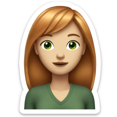Beautiful girl with ginger straight hair green eyes and bangs  sticker