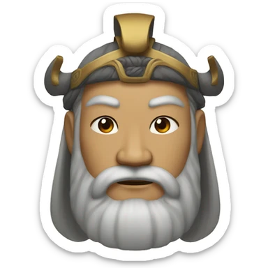 Bold facial features with a strong chin and prominent eyebrows，a tousled beard and hair, Ancient Chinese General  sticker