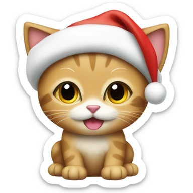 cute kitten wearing a christmas hat sticker