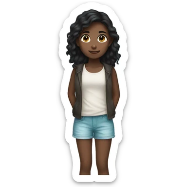 girl with dark hair near the sea sticker