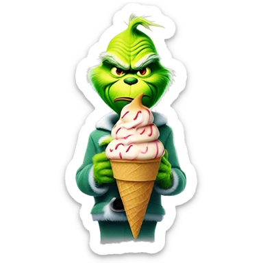 The grinch with ice cream cone sticker