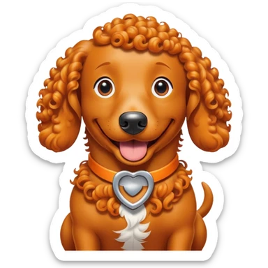 A curly haired orange dog super imposed on top of the wiener dog from the show Oswald   sticker