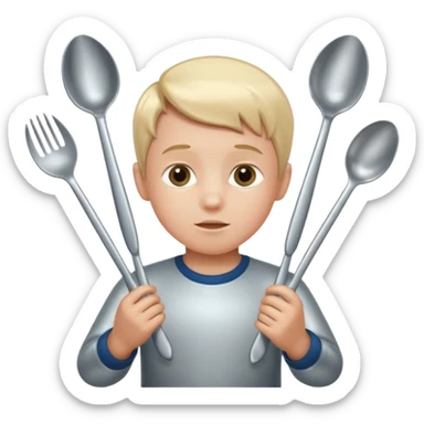 Little boy surrounded by spoon  sticker