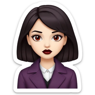 Sassy girl with dark lipstick, and dark hair, stylish clothes sticker