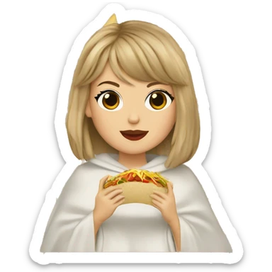 Taylor swift wearing a poncho and eating a taco sticker