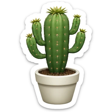 Cactus + white pot, Window Plants. sticker