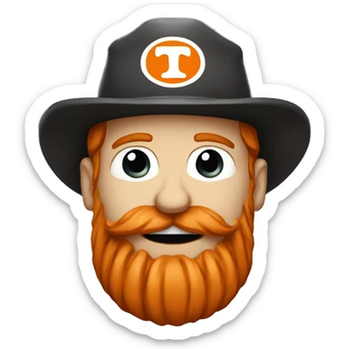 red headed dude with a mustache wearing a tennessee volunteers hat sticker