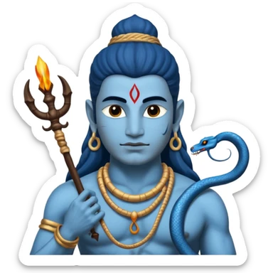 Mahadev real god  shiv not like cartoon  blue body and trishul and and had damru and nack around sanke  sticker