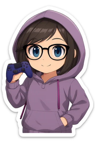 Make the background fully transparent while keeping the character and controller intact, preserving the original art style exactly as in the reference image. sticker