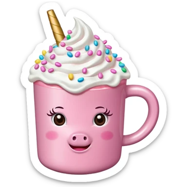 Make a pink unicorn hot cocoa sticker