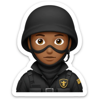special forces soldier, black uniform, face covered sticker