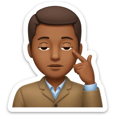Emoji de hombre haciendo silencio y señalandose la cabeza con los ojos cerrados sticker