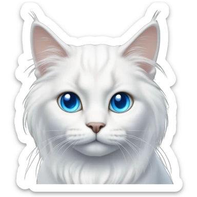 white long hair cat with blue eyes asking for treats sticker
