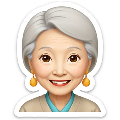 Sweet old Chinese woman, smiling sticker