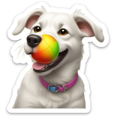dog with ball sticker
