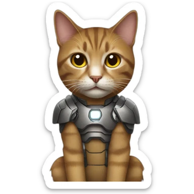 cat in a ironman costume sticker