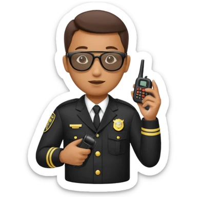 school security, sun glasses, holding walkie-talkie sticker