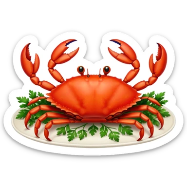 crab on platter  sticker