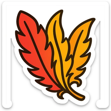 Combine these three phoenix feathers into a single harmonious composition, arranged together with no background, in a vibrant toon 3D style. sticker