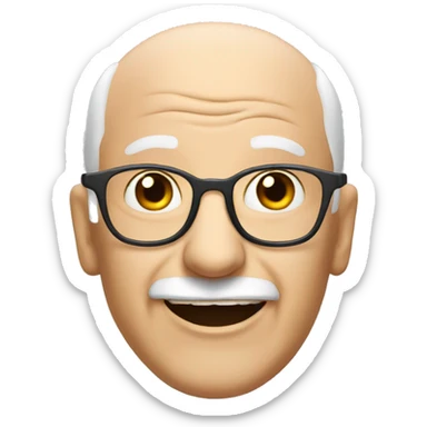 Happy Bald old man with bad eyes, glasses and chin hair sticker