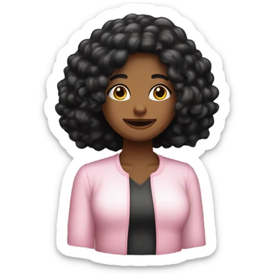 CABELLO NEGRO LARGO LACIO, CARA OVALADA, VESTIMENTA ROSA TES MORENA. sticker