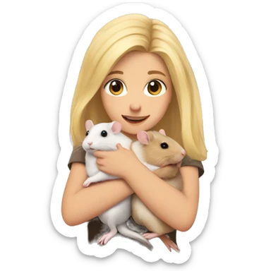 blonde girl holds three hamsters in her arms sticker