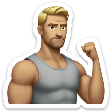 A man shows a tense biceps in the mirror sticker