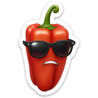 serious Red Pepper in black sun glasses sticker