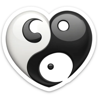 heart shaped yin-yang with a wavy line down the middle sticker